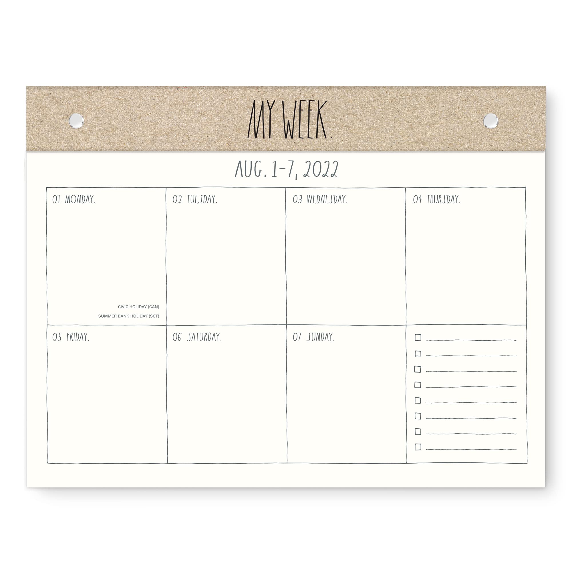 Amazon.com : Rae Dunn 2022-2023 Weekly Desk Calendar Planner - 17-Month  Calendar with Weekly Views & To-Do Lists - Kraft : Office Products