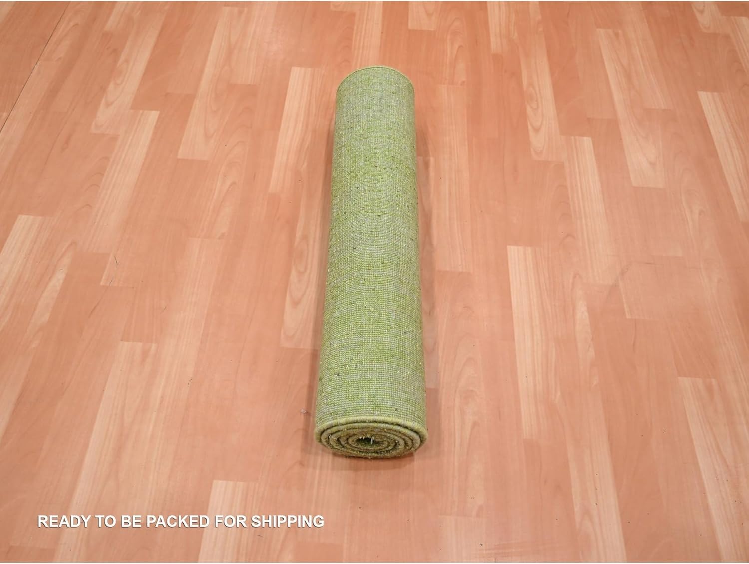 Hand Knotted Wool Runner Rug, Pickle Green, 2'7"x6'1", Vertical Ombre Design, Densely Woven Oriental Style