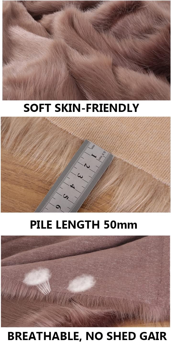 Long Pile Faux Fox Fur Fabric 180x50cm Fluffy Fuzzy Craft Shaggy Plush Fabric for DIY Christmas Winter Gnome Beard(2 Blue)