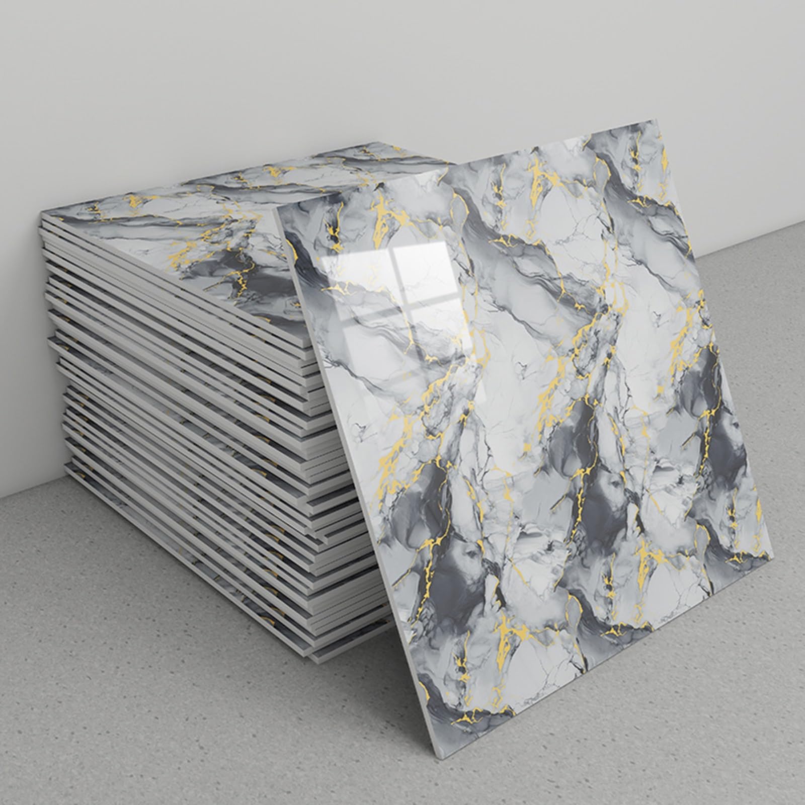 Marble Tile Stickers, Pack of 30 Marble Peel and Stick Backsplash Tiles 12x12 Inches
