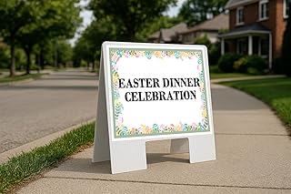Easter Dinner Celebration Easter Spring Pastel Eggs A-Frame Double Sided 23x23 in. Yard Road Sign