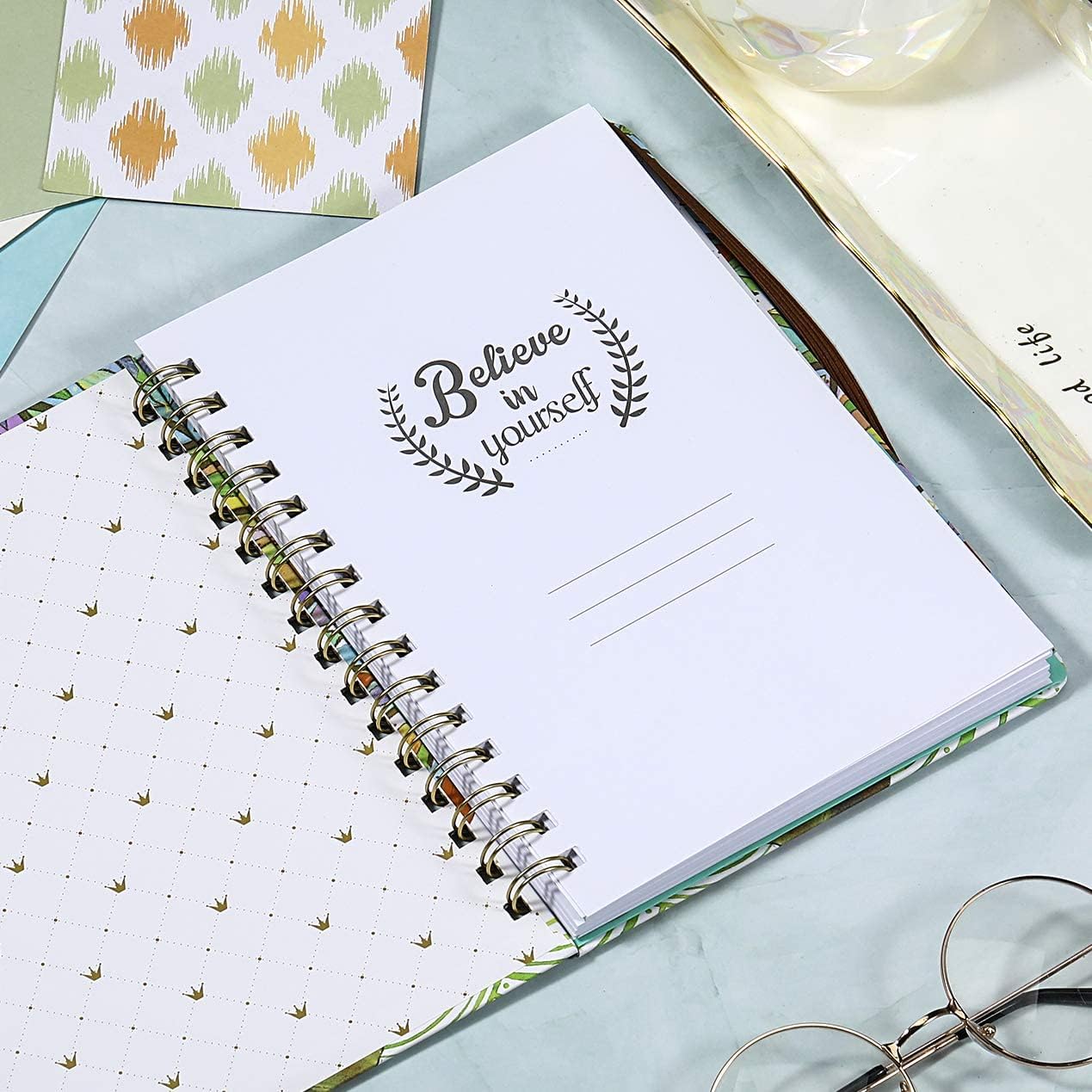 Journal/Ruled Notebook- Ruled Journal with Premium Thick Paper, 6.3" x 8.4", Hardcover with Back Pocket + Bookmark + Round Corner Paper + Banded - Lucky Tree