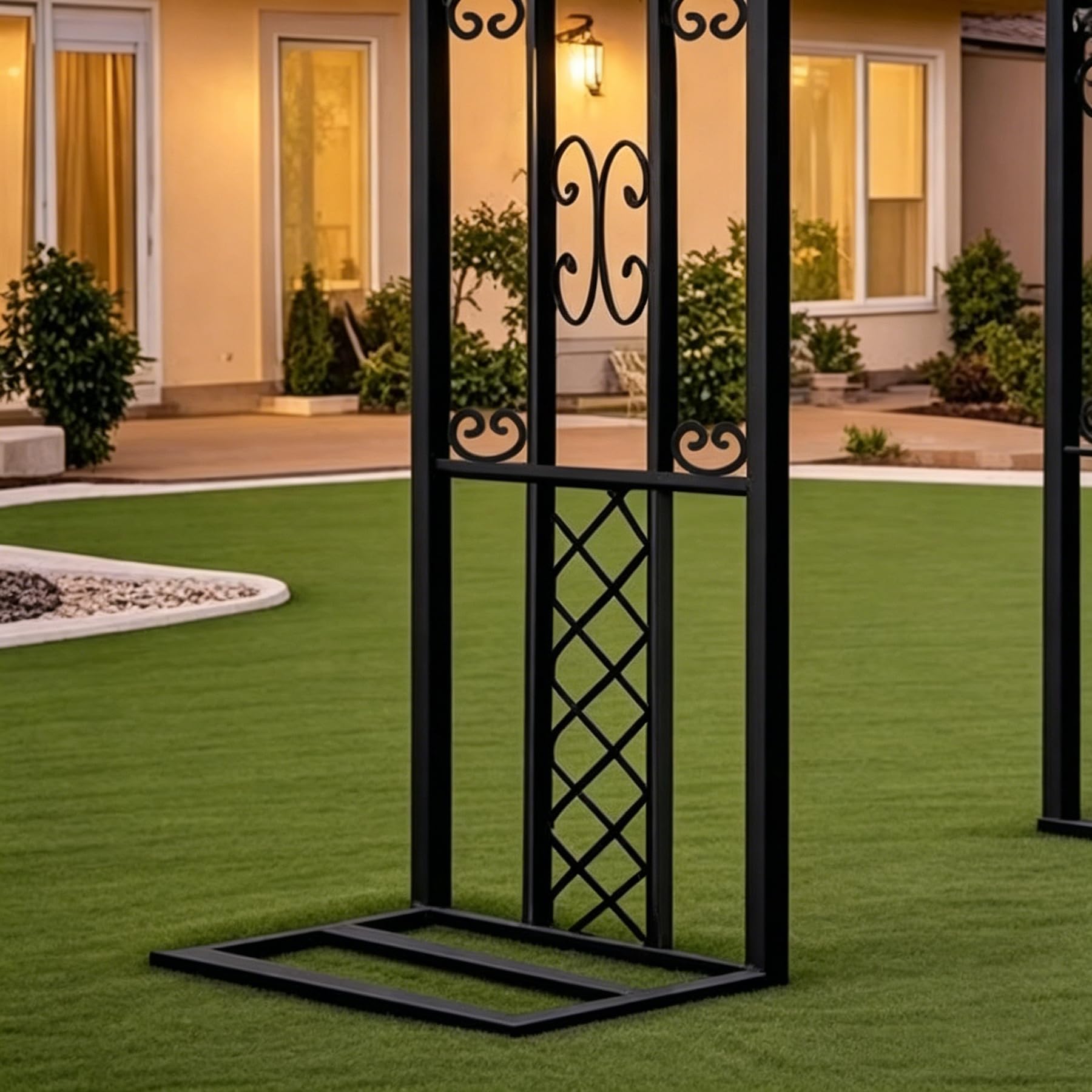 Arche à rosiers métal 140x230 cm, Arceau de Jardin autoportant, Treillis et Support pour Plantes grimpantes, pergola déco pour extérieur, terrasse, Mariage et cérémonie (Noir)