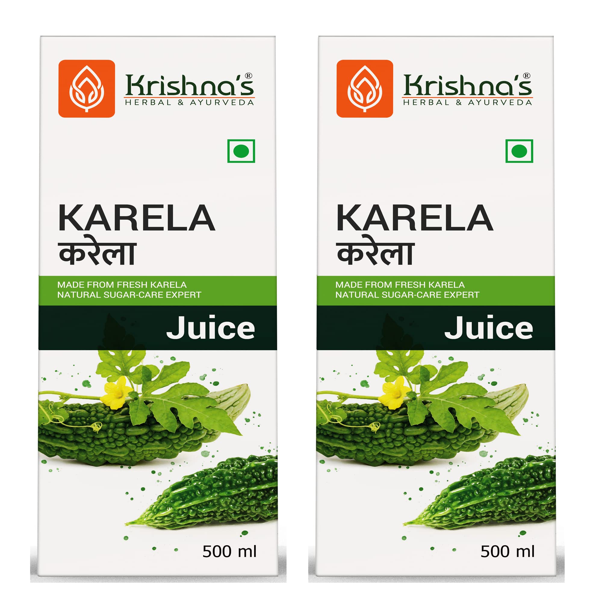 Krishnas Karela Juice| Fresh Karela | Ayurevedic Formulation to maintain Sugar Level | Enriched with Vitamin C - Vitamin A| Sugar free Juice with No Added Color or Flavour - 500 ml (Pack of 2) (B0846NS1VT) Amazon Price History, Amazon Price Tracker