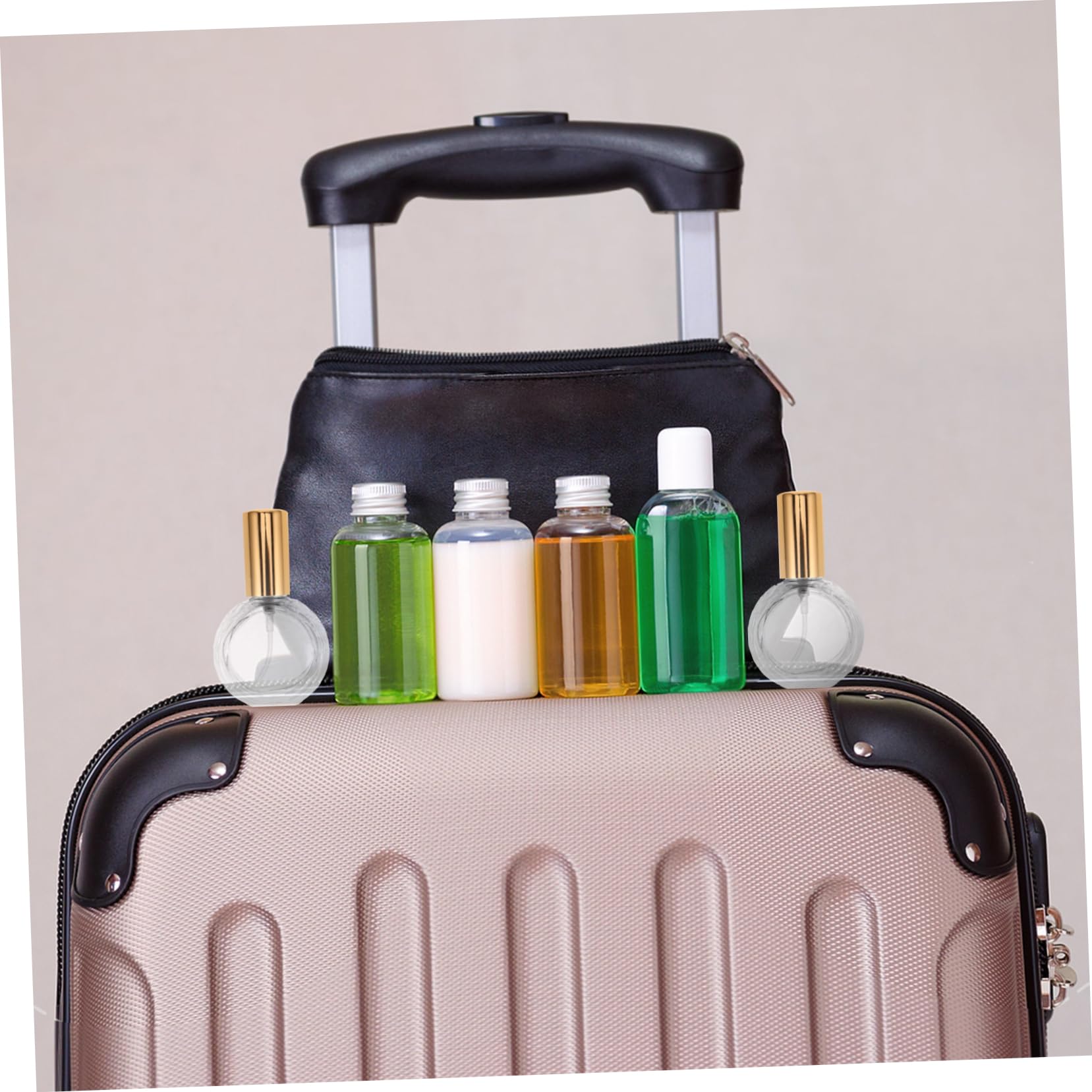 PACKOVE 10ml Wiederbefüllbare Glas Parfümzerstäuber, Flach Rund, Gold