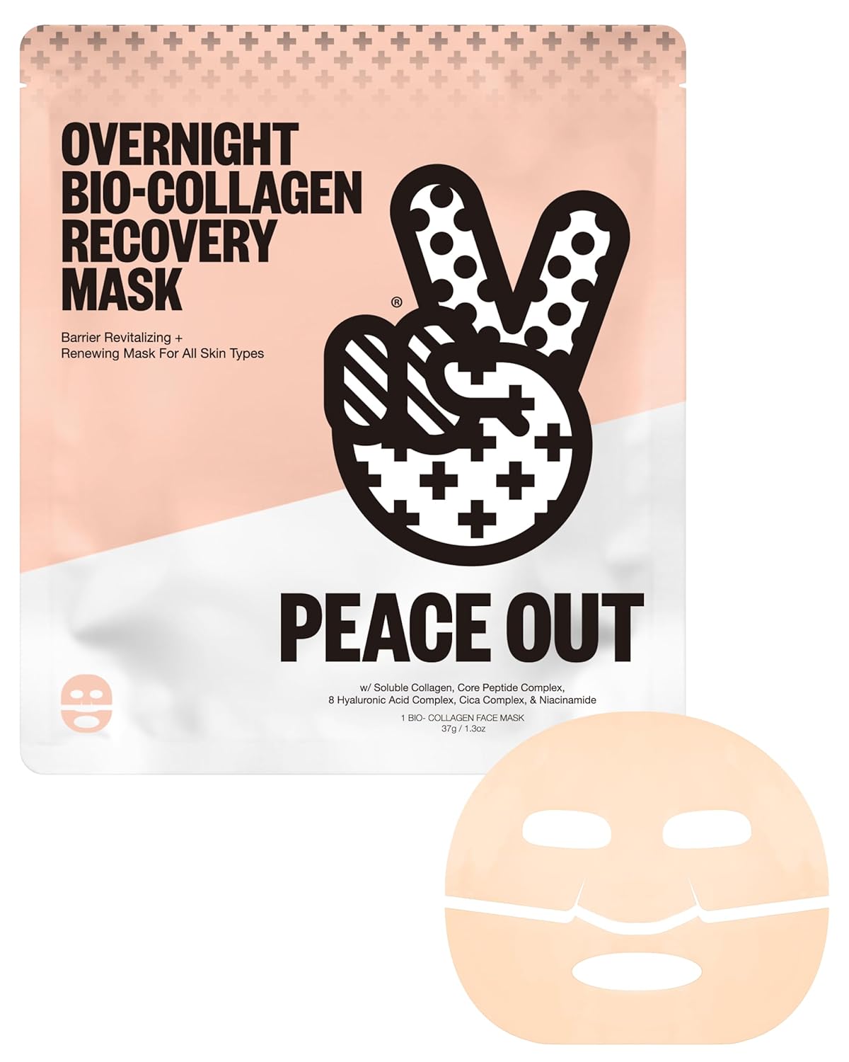 PEACE OUT Overnight Bio-Collagen Recovery Mask - Hydrating Sheet Mask