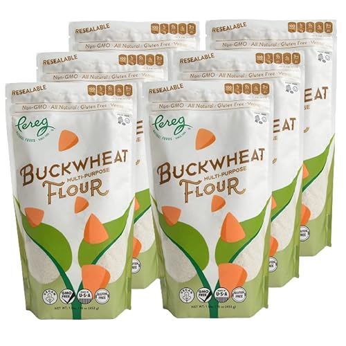 Pereg Harina de trigo sarraceno (16 onzas x 6 unidades) – Naturalmente libre de gluten, alternativa a la harina de trigo – perfecta para hornear