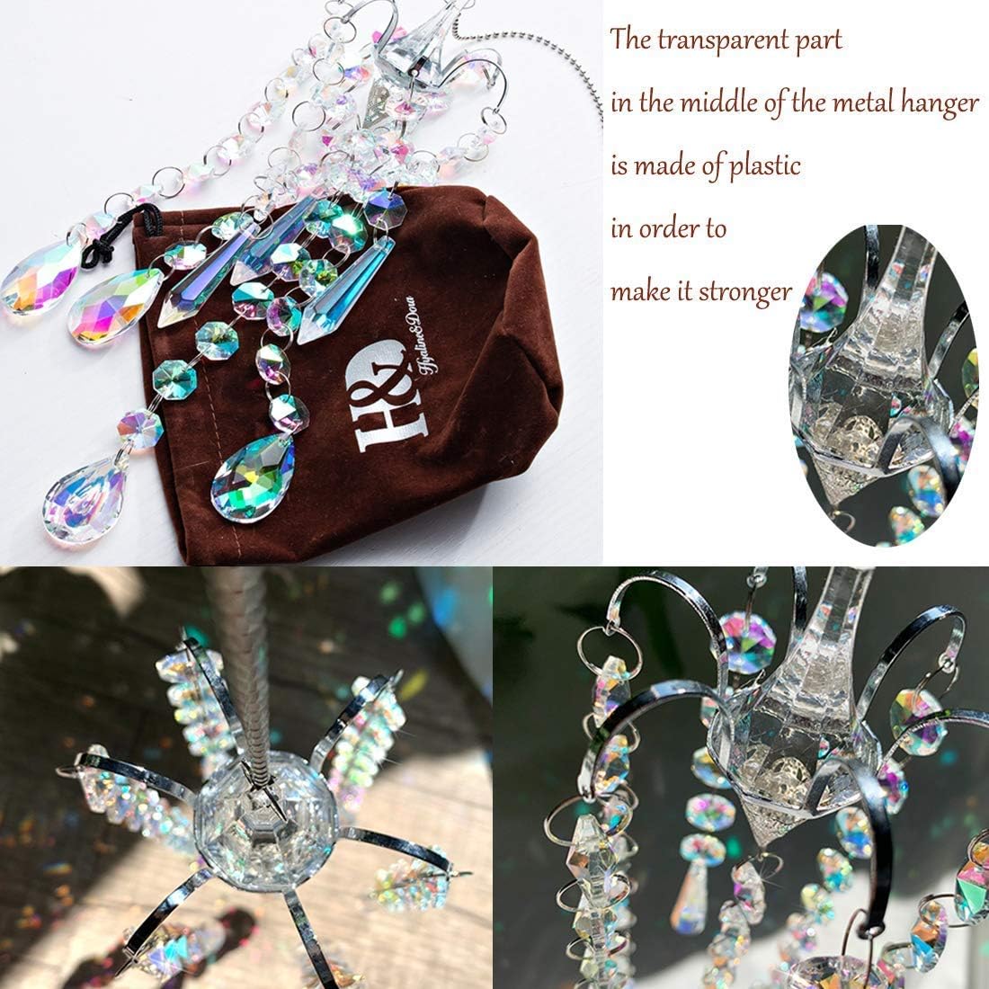 H&D HYALINE & DORA Crystals Suncatcher Hanging Ornament Rainbow Maker Hanger for Home,Garden Decoration