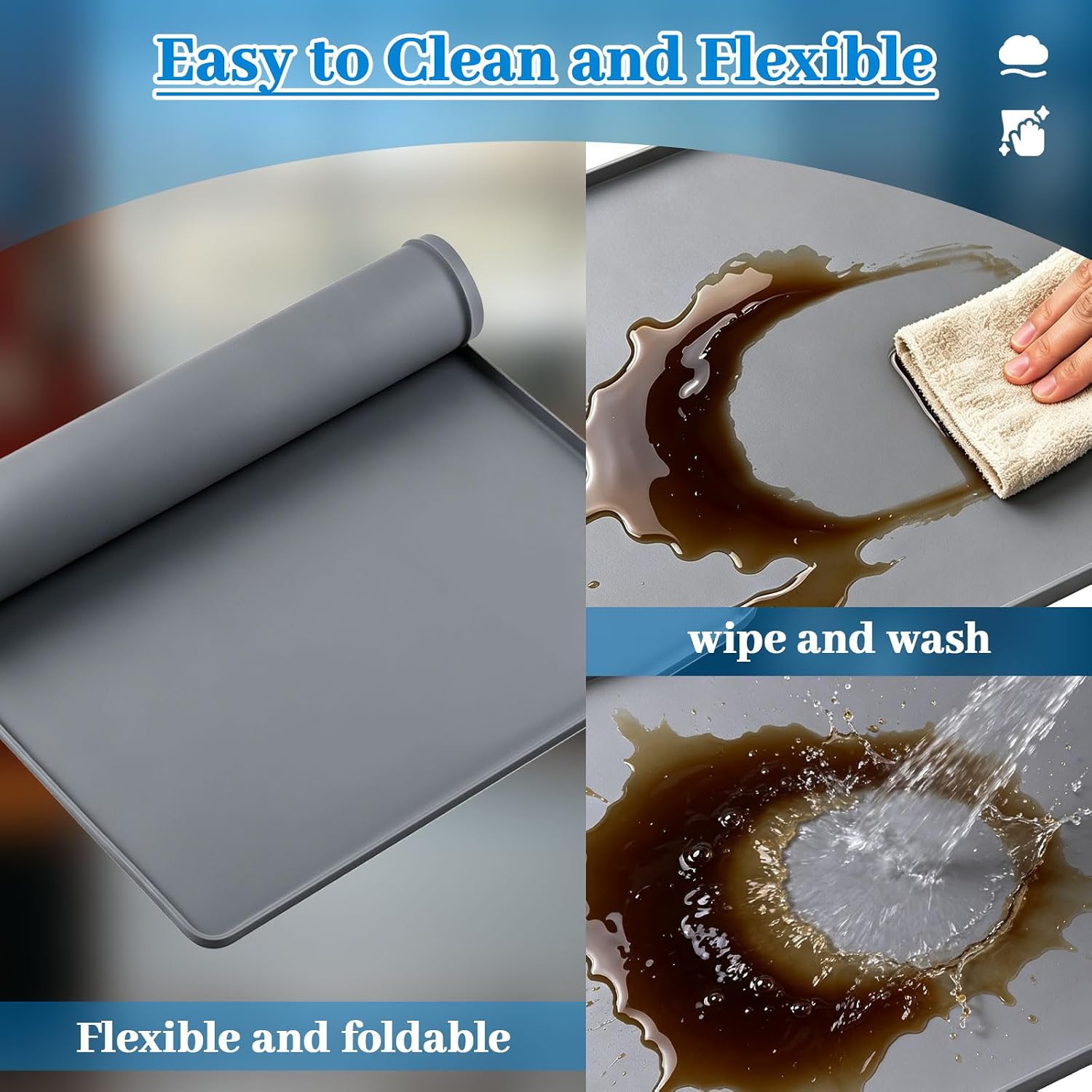 Oil Drip Pan for Under Car, 34" x 22" Heavy Duty Silicone Oil Drip Pan