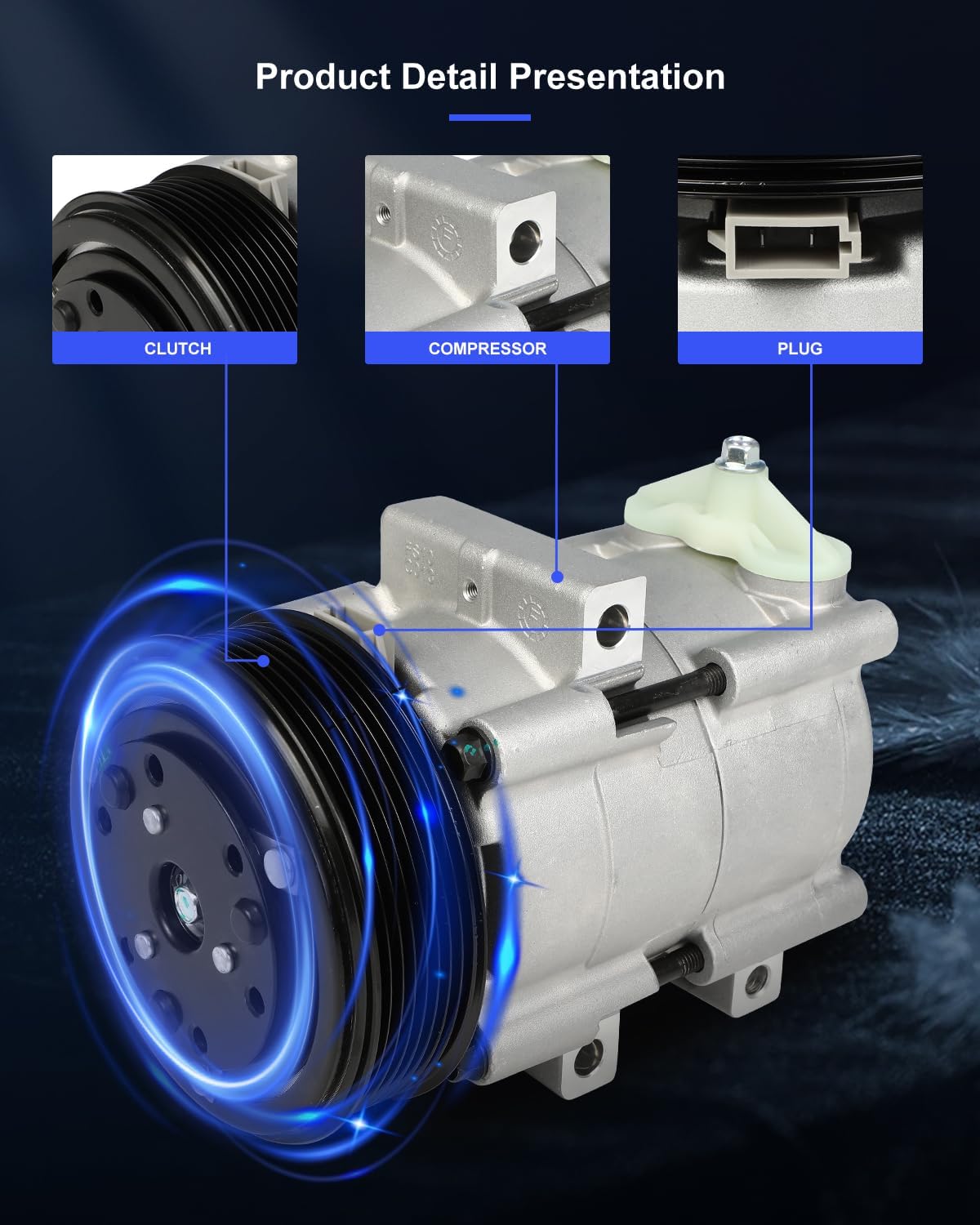 ECCPP AC Compressor Fast Cooling 1997-2001 Fit for Ford for F-150 for F-250 for F-350 4.6L Air Conditioning Compressor 8 Grooves FS10