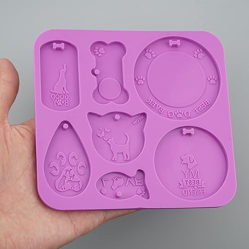 Miniatura 5 de Rosebeading Molde de hueso de perro de silicona para fundición de resina, etiqueta de identificación casera para mascotas, colgante de nombre