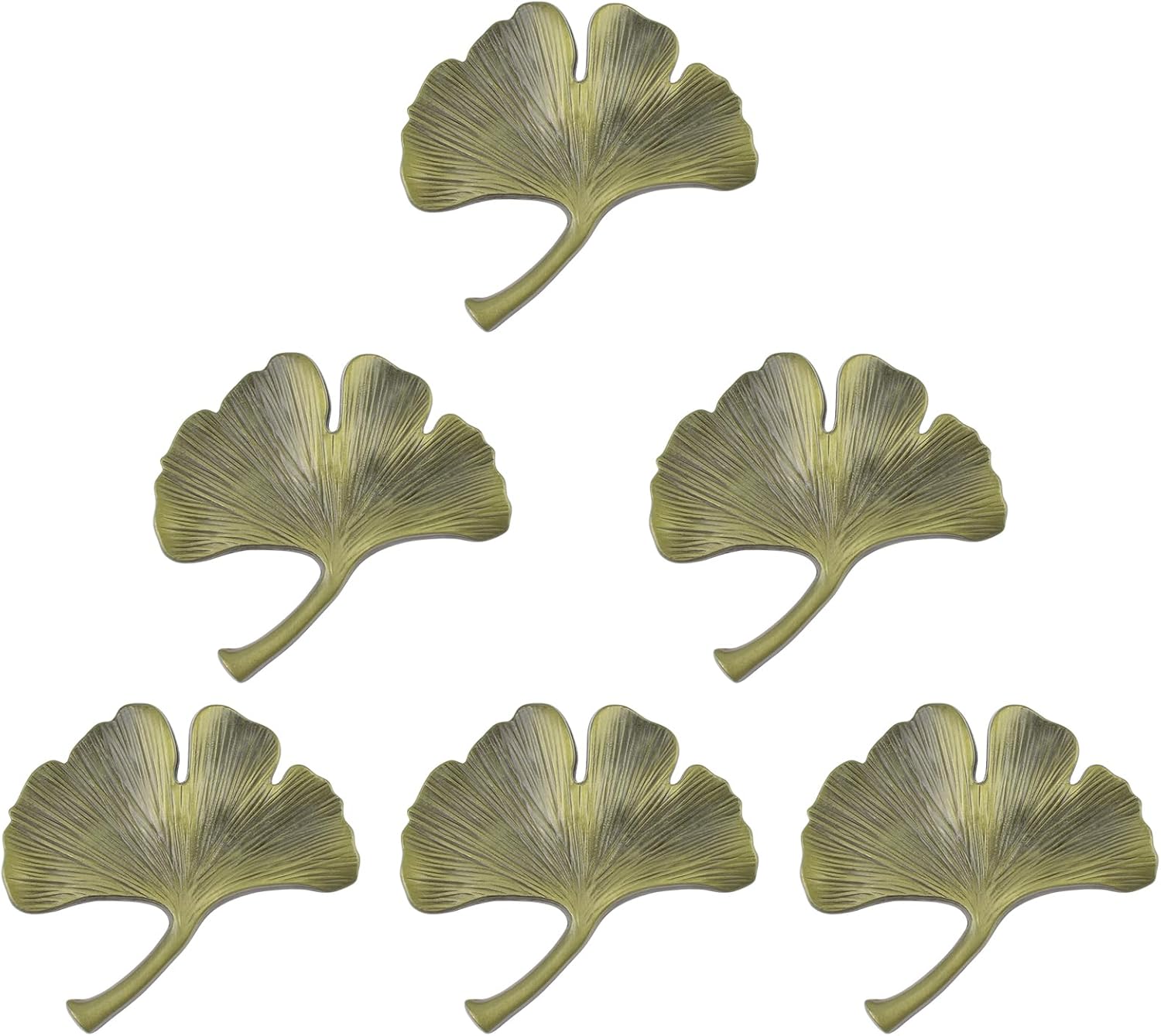MOROBOR 6PCS Ginkgo Cupboard Knobs, Solid Metal Drawer Pulls, Creative Decorate Pulls for Wardrobe Cupboard Drawer Bookcase Furniture, Classic Cabinet Hardware, Bronze
