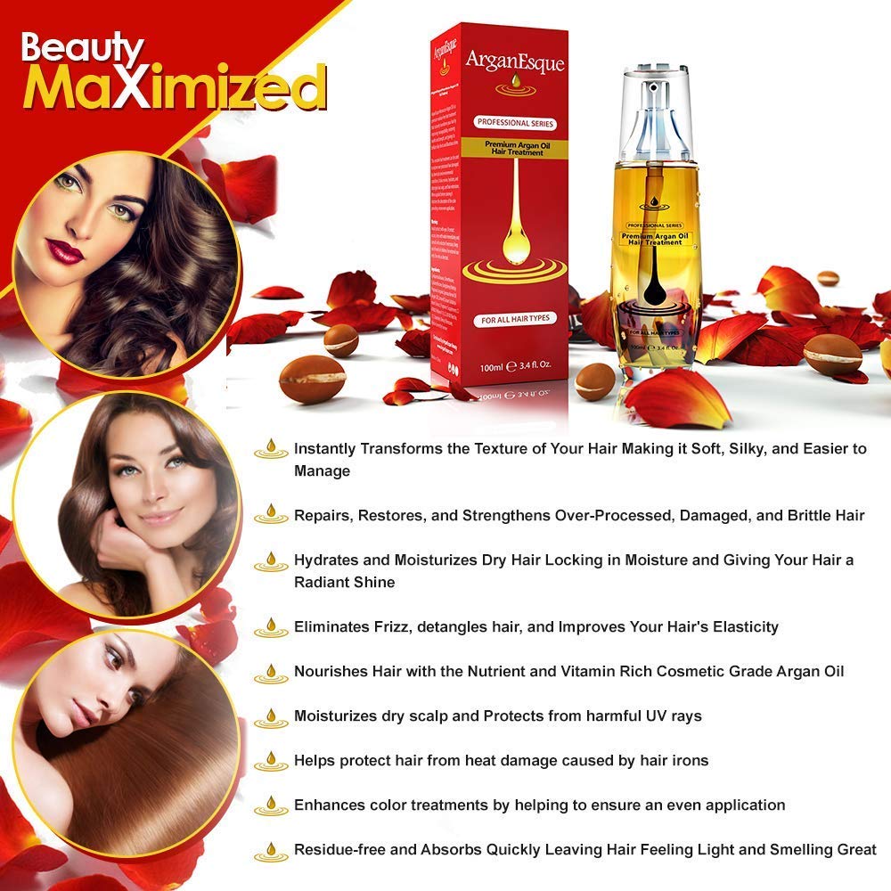 Arvazallia Premium Argan Oil Hair Treatment and Leave-in Mask & Hydrating Conditioner Spray Bundle - Professional Grade Hydration and Damage Repair for Dry or Damaged Hair