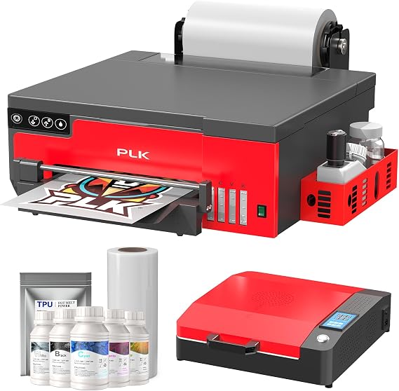 PLK A4 DTF Printer,XP600 DTF Printer,Sheet and Roll Feeder, Built-in Film Cutter,L8058 Transfer Machine with White Stirring System 100% Transfer Rate for DIY Printing, Custom Apparel