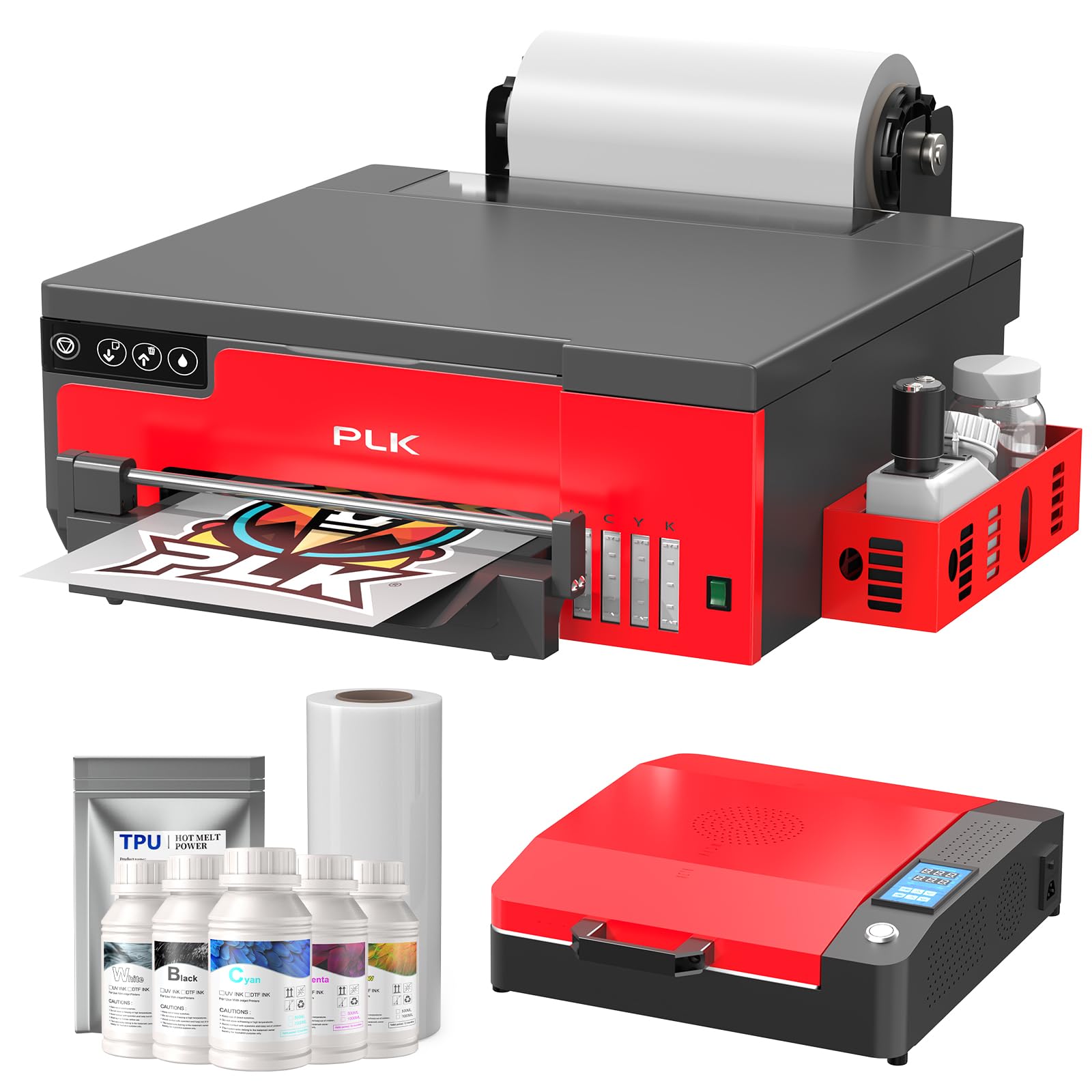PLK A4 DTF Printer with XP600 Printhead,Sheet and Roll Feeder, L8058 DTF Printer Machine with White Stirring System 100% Transfer Rate for DIY Printing,2-Year Ink Included