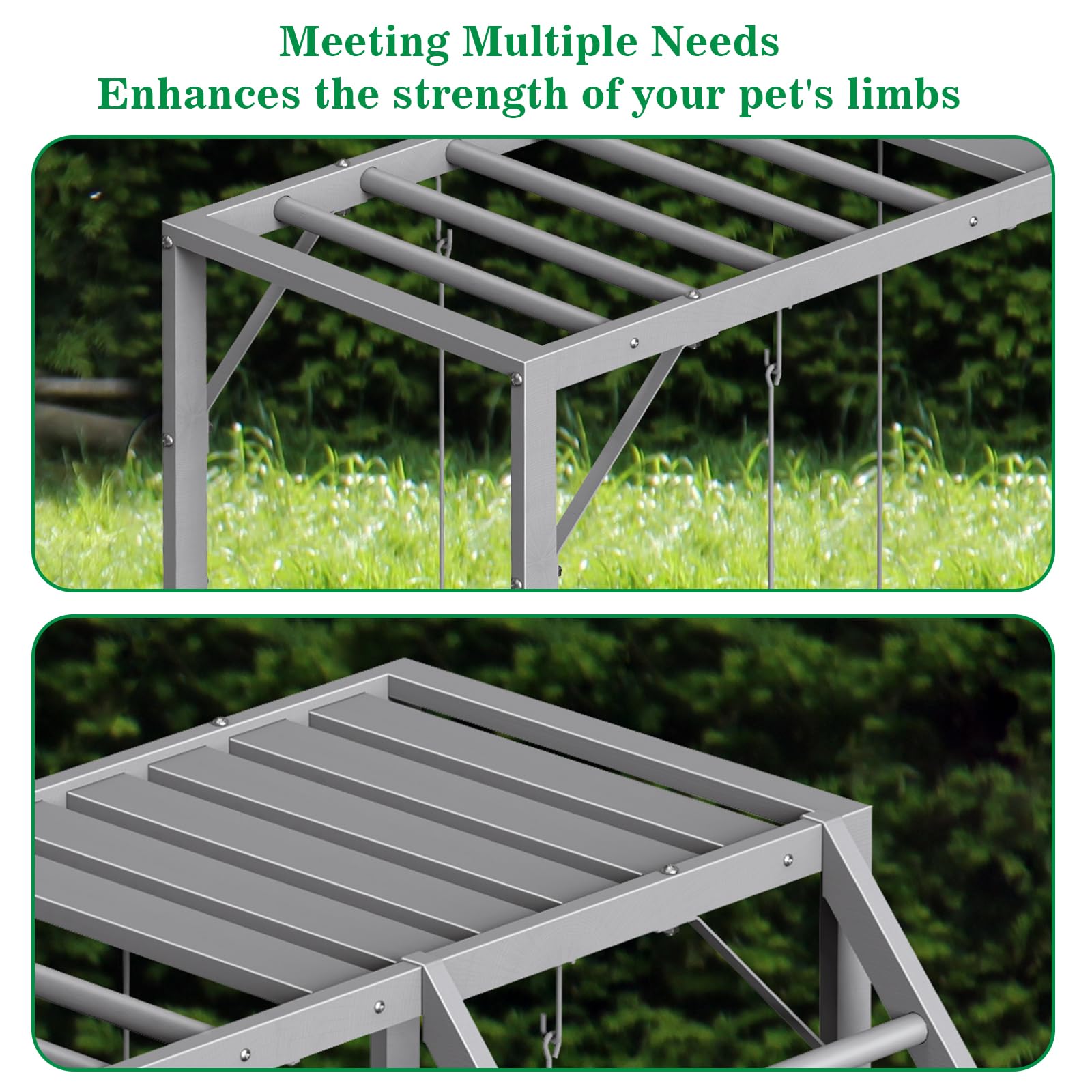 CADUKE Percha de pollo con juegos de columpios para 5-8 pájaros, juguetes de pollo, barras de pollo para accesorios de gallinero, escalera de pollo para la salud y la felicidad de las mascotas, gris