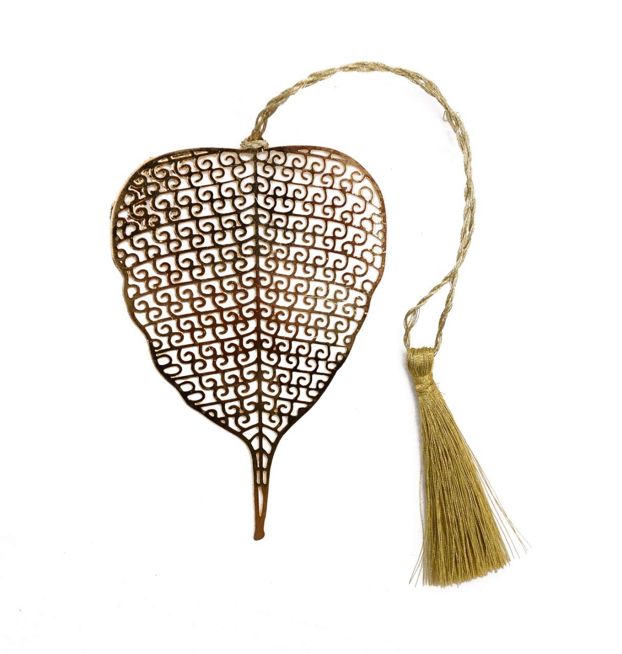 Skywalk Art & Craft Leaf Shape Metal Bookmark with Tassel,Pendant Charm, School Supplies Page Holder Charm - Golden Color Bookmark Bookmark (Leaf Shape Metal Bookmark, Gold)