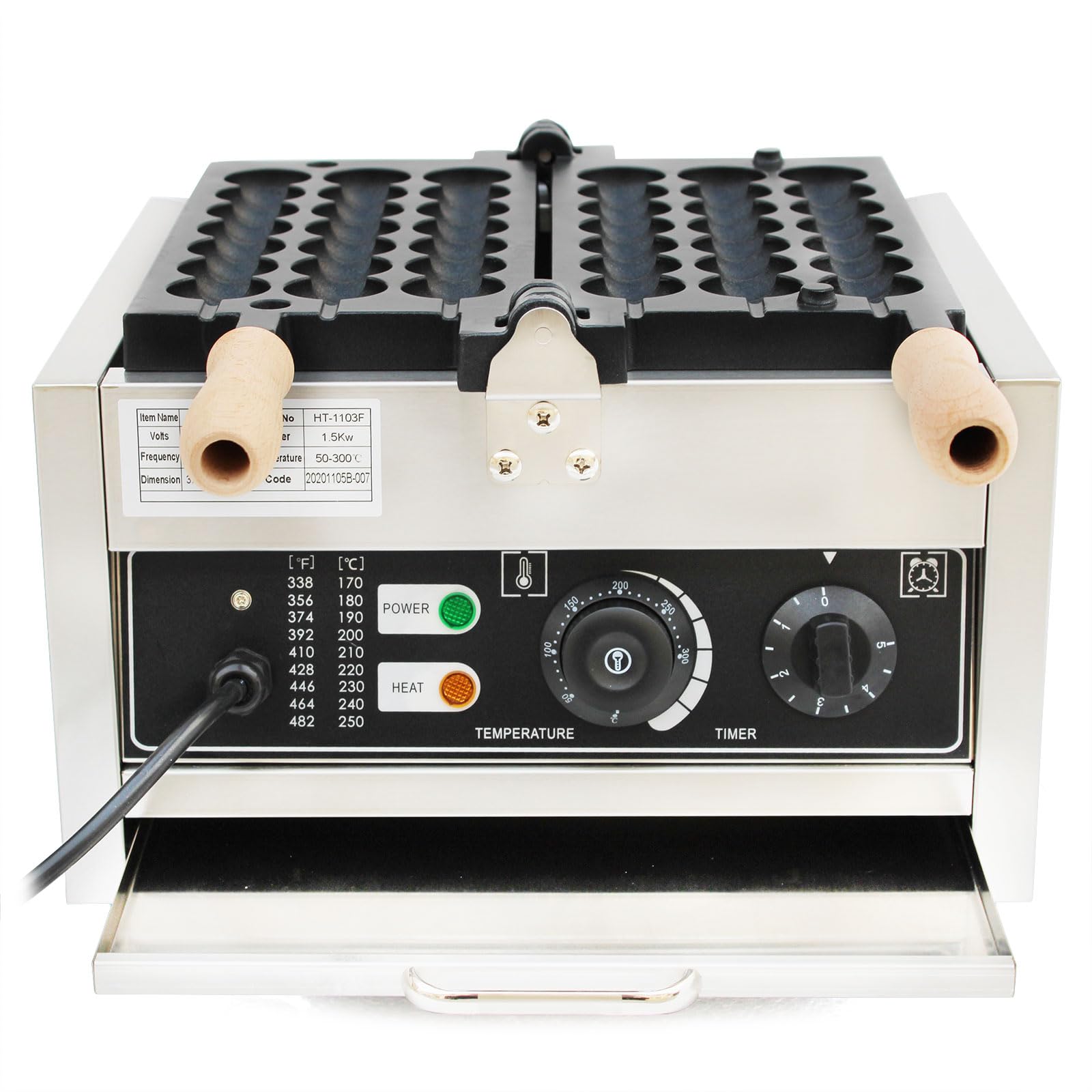 1500W Edelstahl Kommerzielle Waffelbissen Elektrisch Bubble Waffle Maker Machine,für die Herstellung von Pfannkuchen, Muffins und Waffeln in Schnellrestaurants, Teerestaurants, Bäckereien