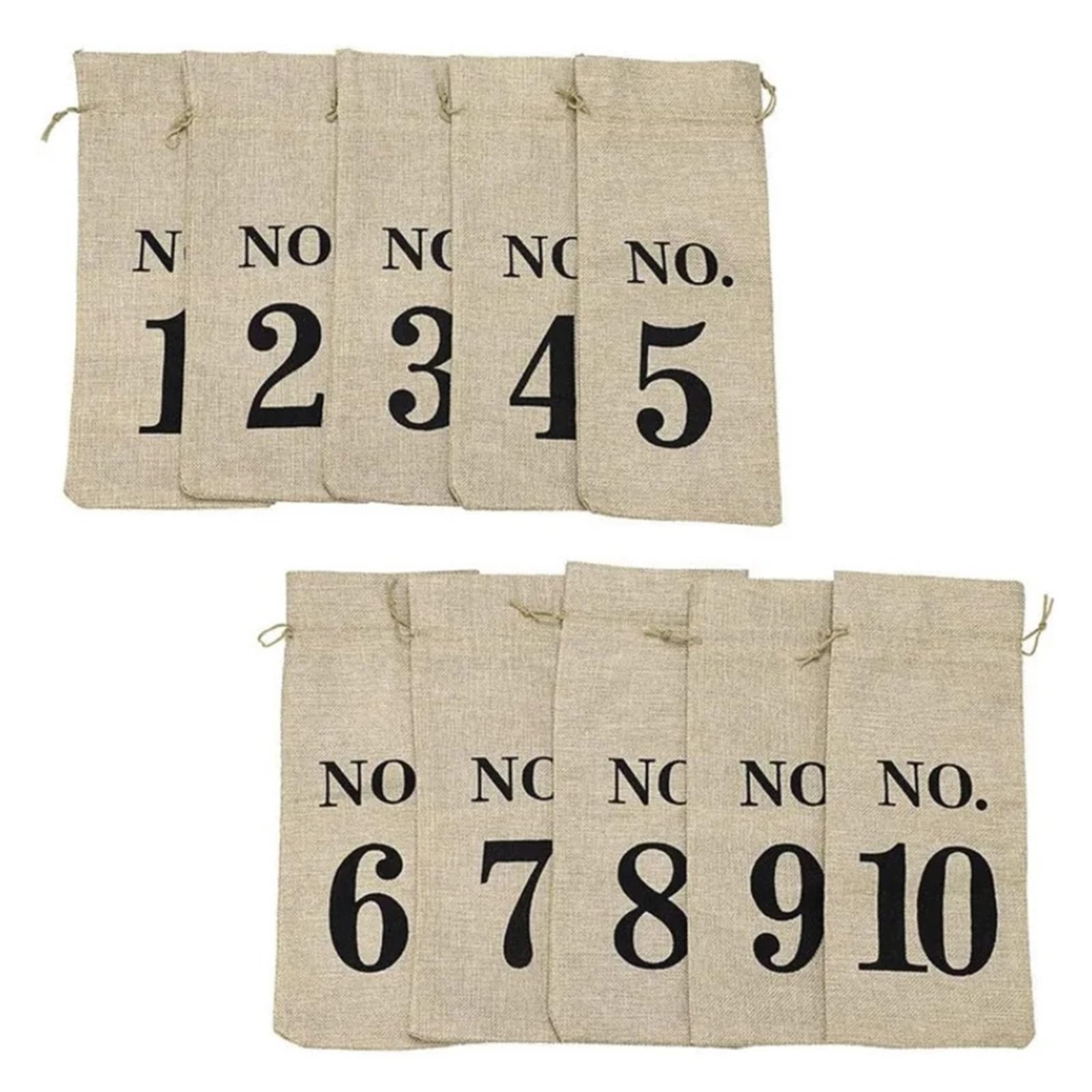 Lot de 10 sacs à vin avec cordon de serrage numéroté pour bouteille de vin - Pour dégustation de vin de mariage, rouge vin, One Size, Style unique