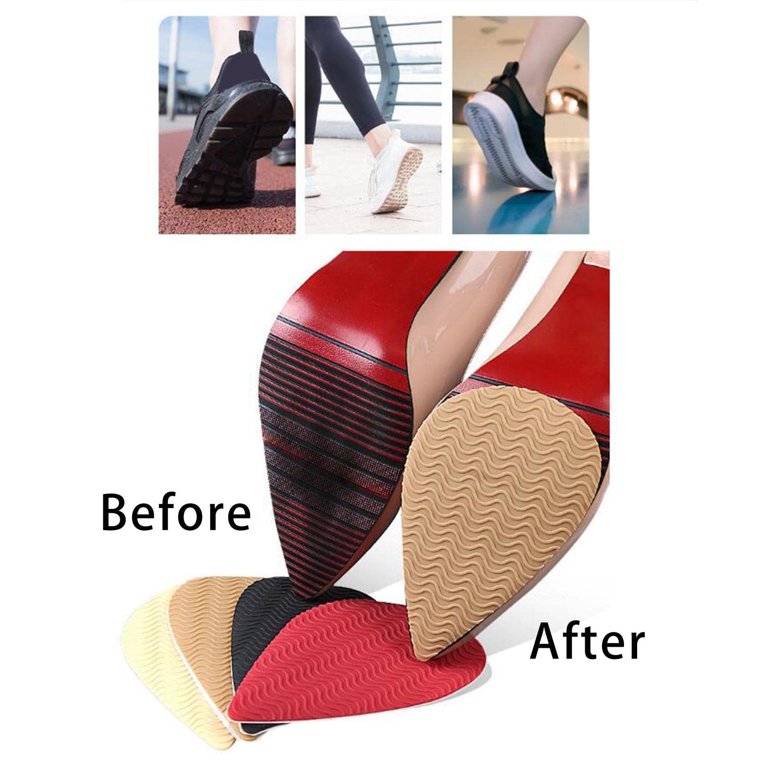 Juego de 10 almohadillas antideslizantes de goma autoadhesivas para zapatos de tacón alto, color caqui