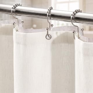 Seasonwood 3-in-1 Linen Shower Curtain with Waterproof Quick Dry Liner and 12 Sturdy Stainless Steel Double Sided Sliding Hangers(Cream,72x78 Inches)