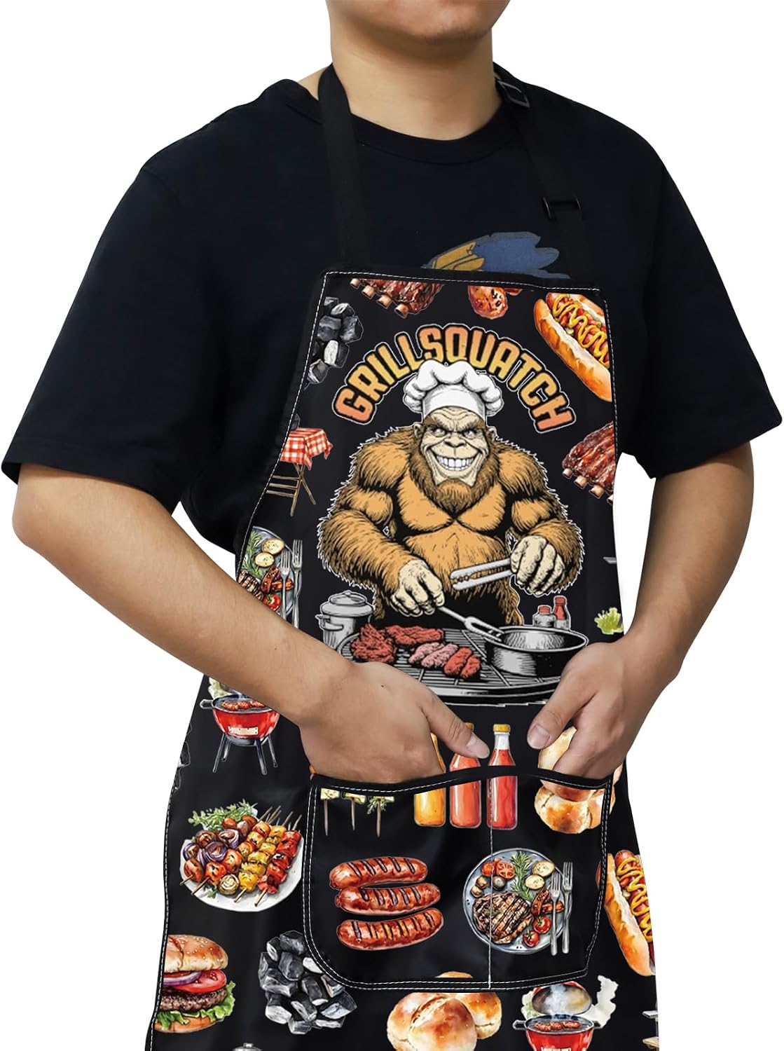 WZMPA Sasquatch Grilling Apron Sasquatch BBQ Gift Grillsquatch Barbecue Apron Grillsquatch Merchandise image 5