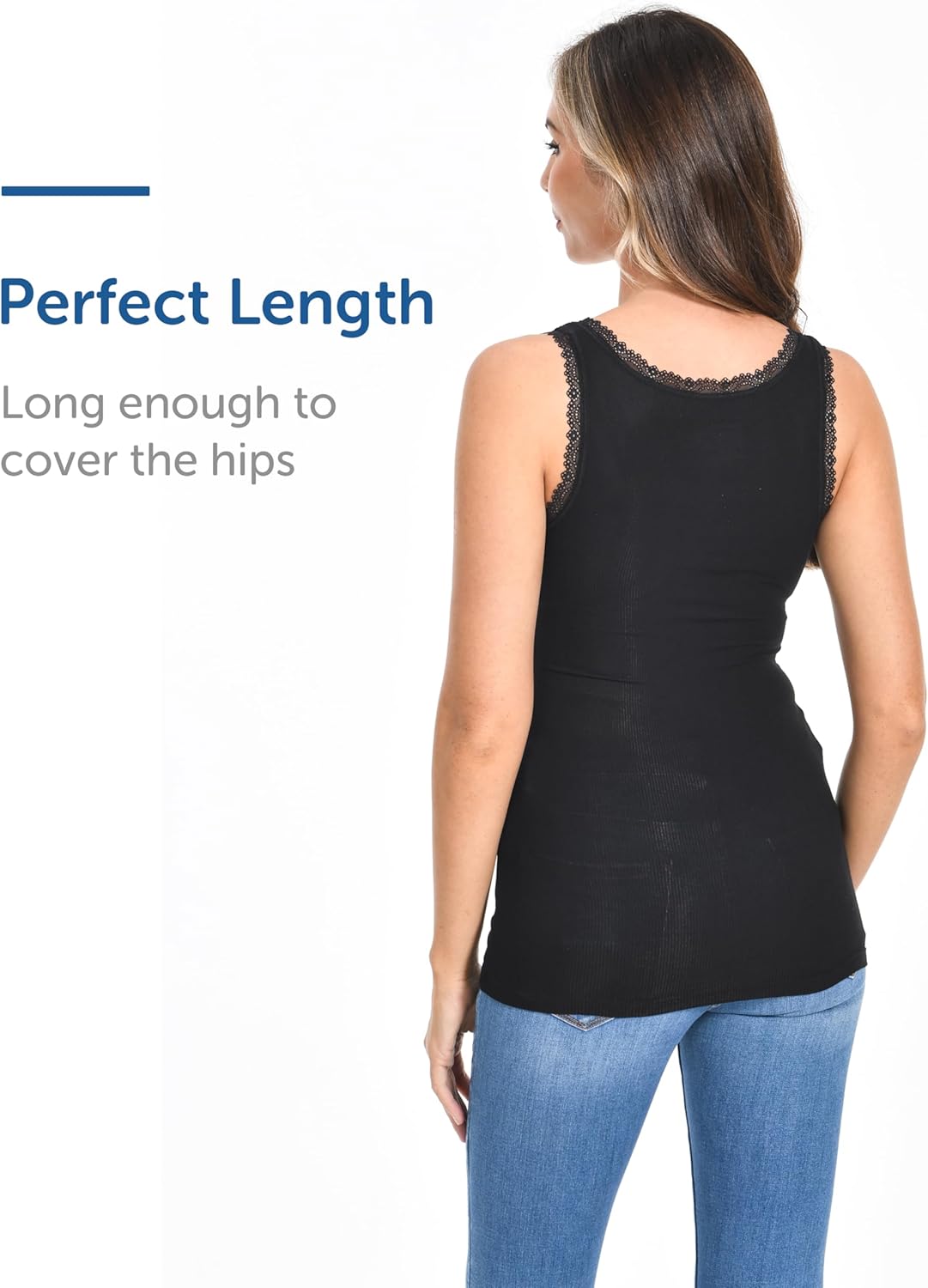 Comfneat Women's 3-Pack Sleepwear Lace Trim Tank Tops Stretchy Undershirts - Image 4