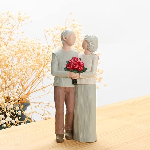 Miniatura 7 de Figuras amorosas para parejas mayores, estatuas de aniversario de boda para decoración del hogar, figuras esculpidas pintadas a mano, regalos para