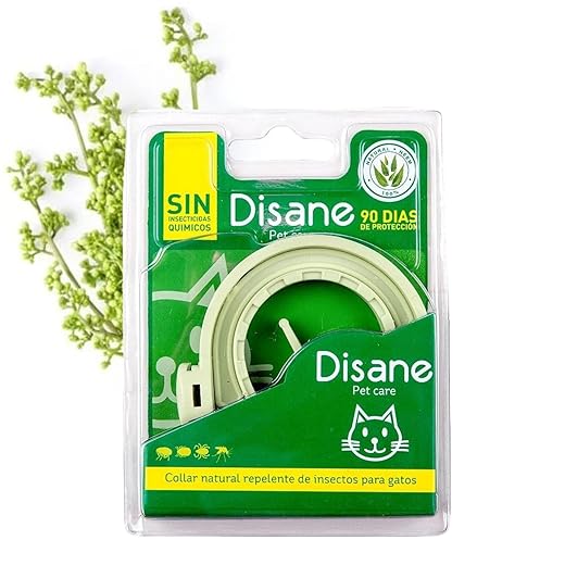 DISANE Collar Antiparasitario para Gatos 100%Natural | 3 Meses de Protección Contra Insectos y Parásitos: Repelente de Pulgas, Garrapatas y Mosquitos | Collar Antipulgas Gato Adulto y Cachorro