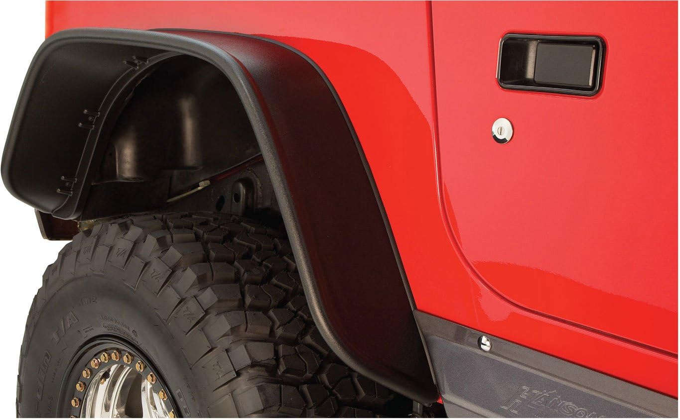 Bushwacker 10056-07 Black Jeep Flat Style Textured Finish Rear Fender Flares for 1997-2006 Jeep Wrangler TJ