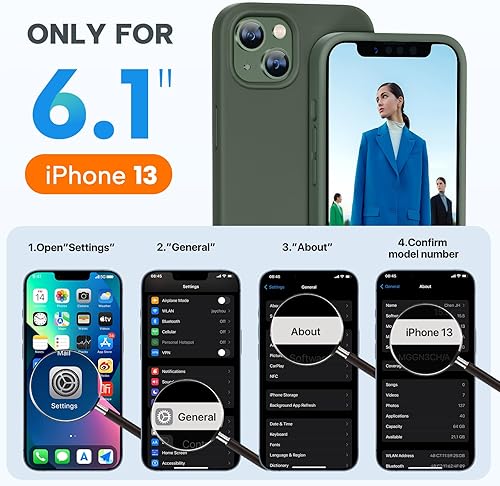 Miniatura 791 de Miracase - Funda diseñada para iPhone 11 con protector de pantalla, funda de goma de silicona líquida, protección total contra caídas y a prueba