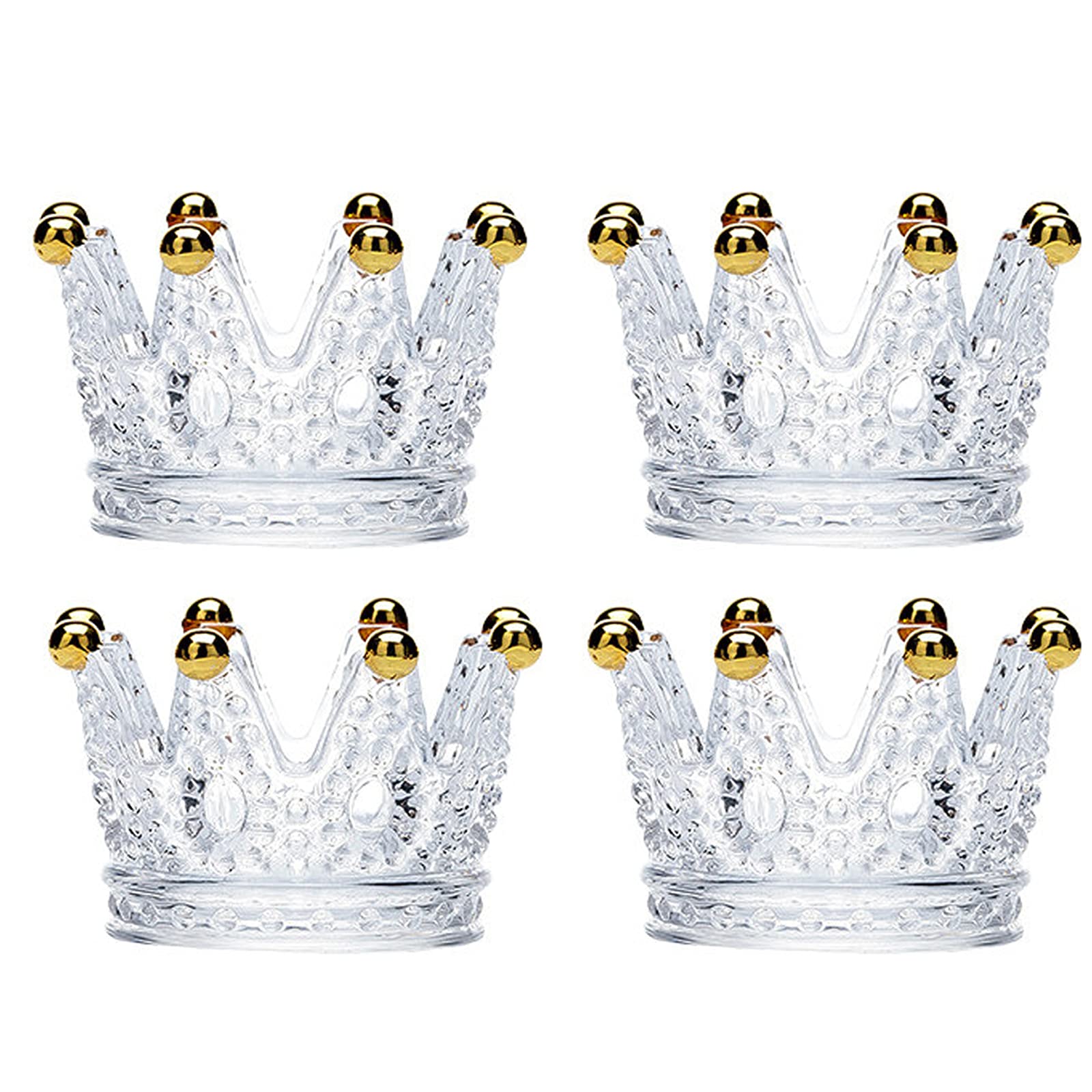 Sbjklyrn One Color Candleholder, 4 Pc Crown Crystal Holder Home Decoration Accessories Wedding Party Dinner Home Decors Gift