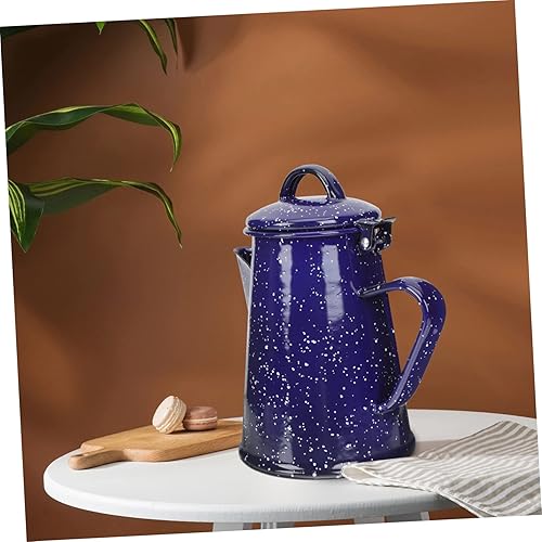 Miniatura 2 de Olla de café esmaltada Caldera de café al aire libre fogata Hervidor vintage Camping Cafetera Caldera de café esmaltado Tetera blanca Tetera de