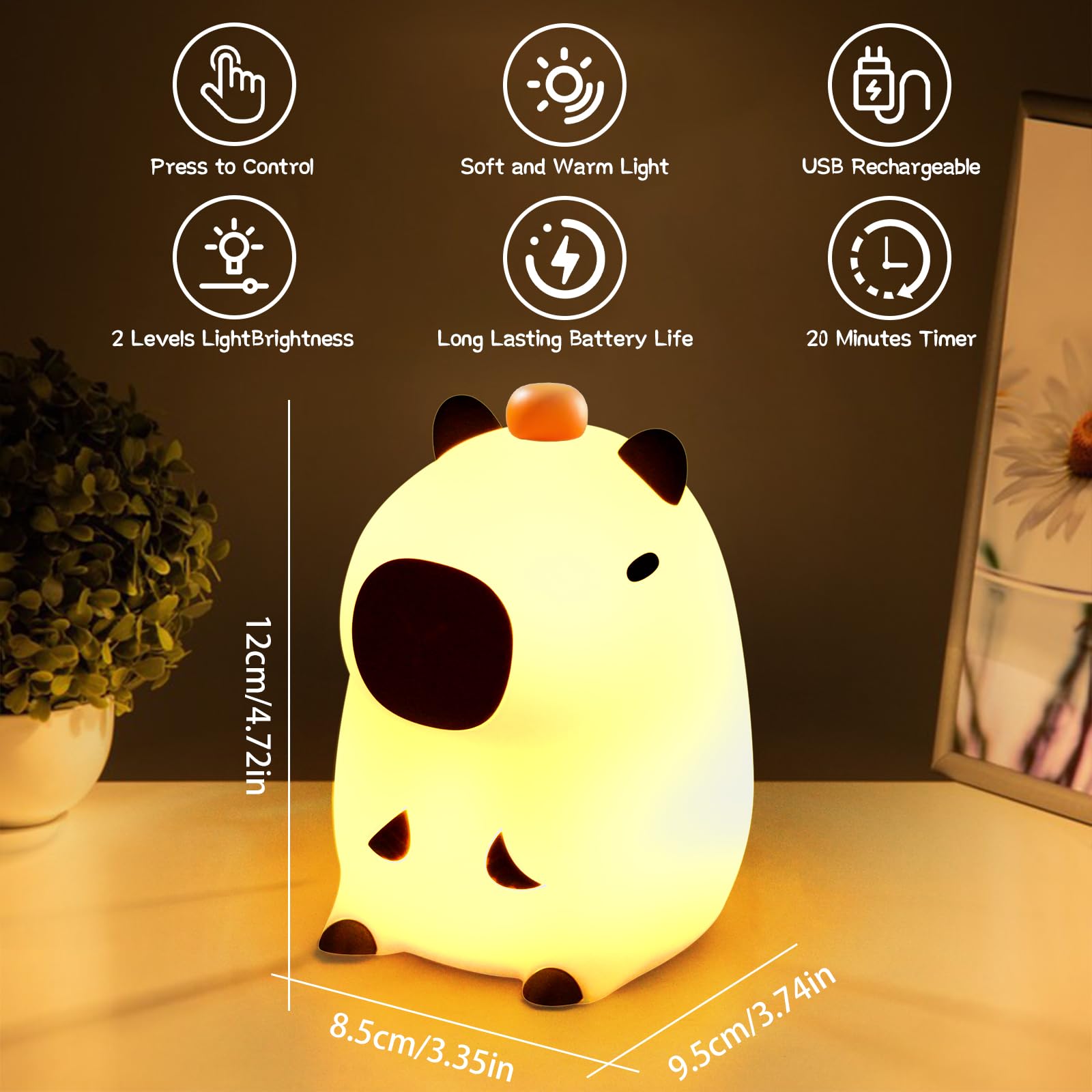 Capybara Night Light for Kids Kawaii Silicone Baby Night Light - Image 2