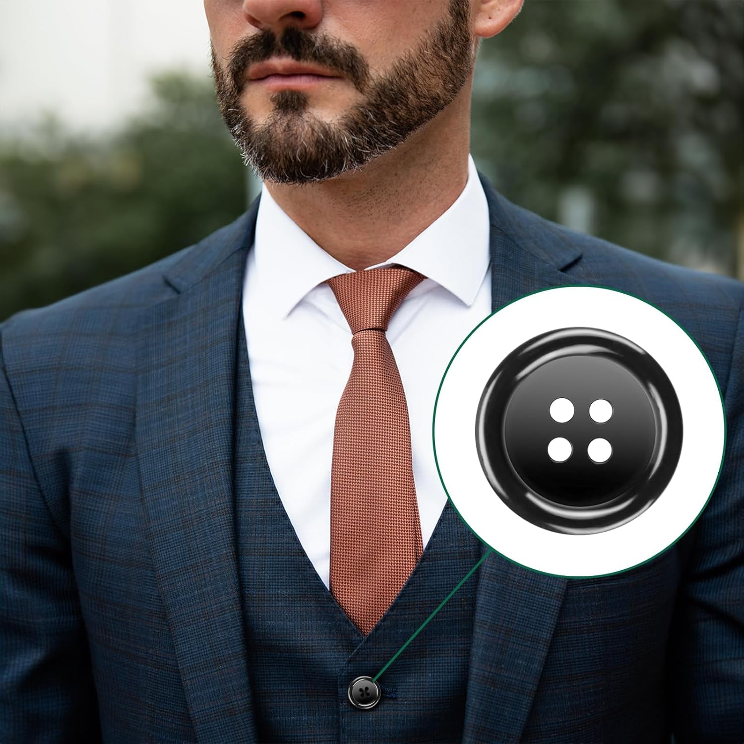 20 mm, 80 pieces, 4-hole black buttons, round buttons with storage box