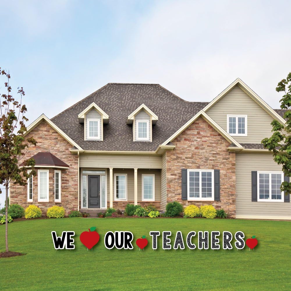 Big Dot of Happiness Teacher Appreciation - First & Last Day of School Yard Sign, Outdoor Lawn Decorations, Thank You Teachers Yard Signs - We Love Our Teachers Decor