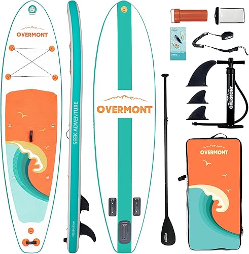 Overmont Inflatable Stand Up Paddle Board with Premium SUP Accessories, 106 Wide Durable Design, Non-Slip Stable Deck for Youth & Adults of All