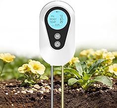 BURMONG Plant Moisture Tester, 4 in 1 Plant Hygrometer with Humidity/pH/Temperature/Solar Light, Soil pH Tester for Gardening, Agriculture and Outdoor Plants