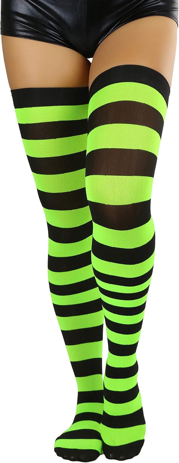 ToBeInStyle Women’s Vibrant Horizontal Wide Striped Thigh High Stockings