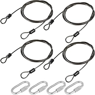 MECCANIXITY Security Cable 2.5mmx1m Plastic Coated Steel Locking Rope Black 4Pcs with 3.5mm Thick Quick Oval Link Lock 4Pcs