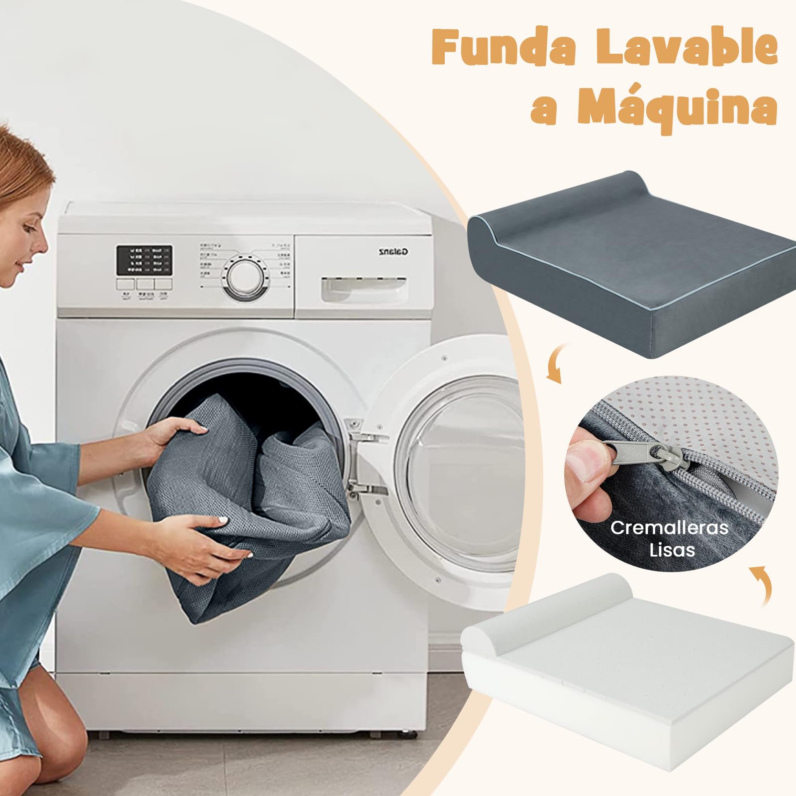 COSTWAY Cama Perro Grande, 100x81x31 cm, Cama Ortopédica para Perros con Espuma de Memoria y Reposacabezas, Base Antideslizante, Desenfundable y Lavable, Colchoneta Perro Desmontable, Gris