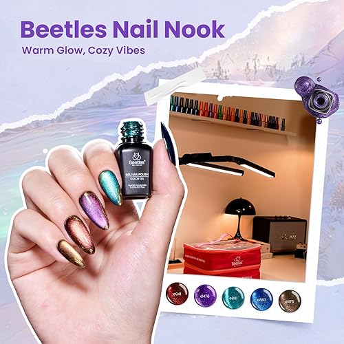 Miniatura 2 de Beetles - Juego de 119 esmaltes de uñas de gel para rincón de uñas, 119 piezas, 100 colores, base brillante mate con purpurina, capa superior con