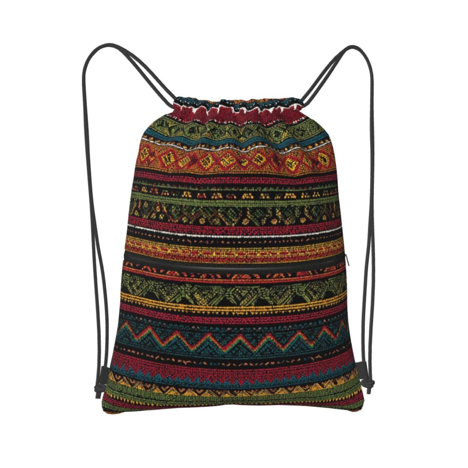Drawstring Backpack Sports Gym Bags Special Tribal Pattern Drawstring Bags for Men Women Beach Bag String Bag