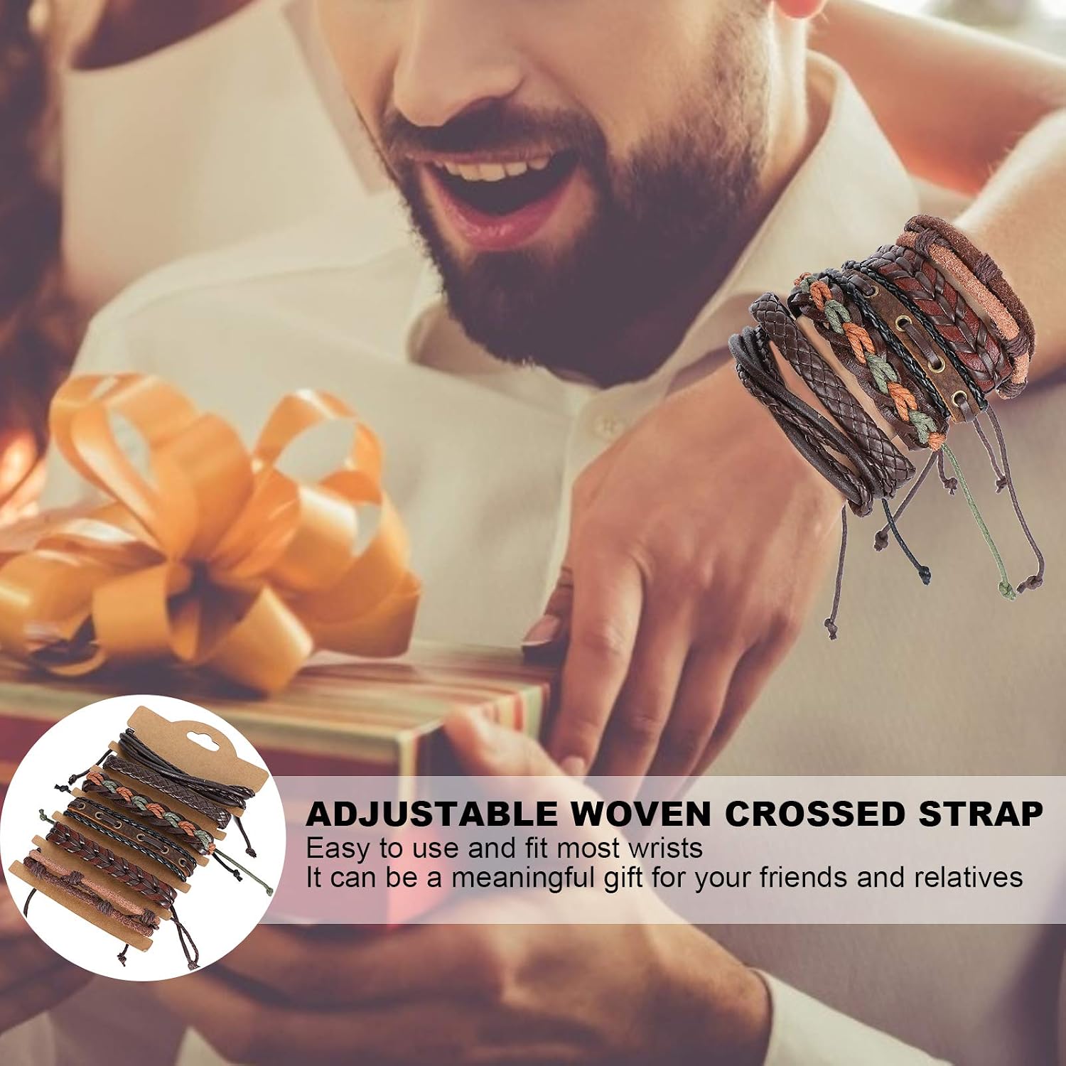 Retro Multilayer Handmade Woven Beaded Leather Bracelet Set 6 Pack Unisex Couple Wristbands for Men Women Student DIY Versatile Fashion Accessory