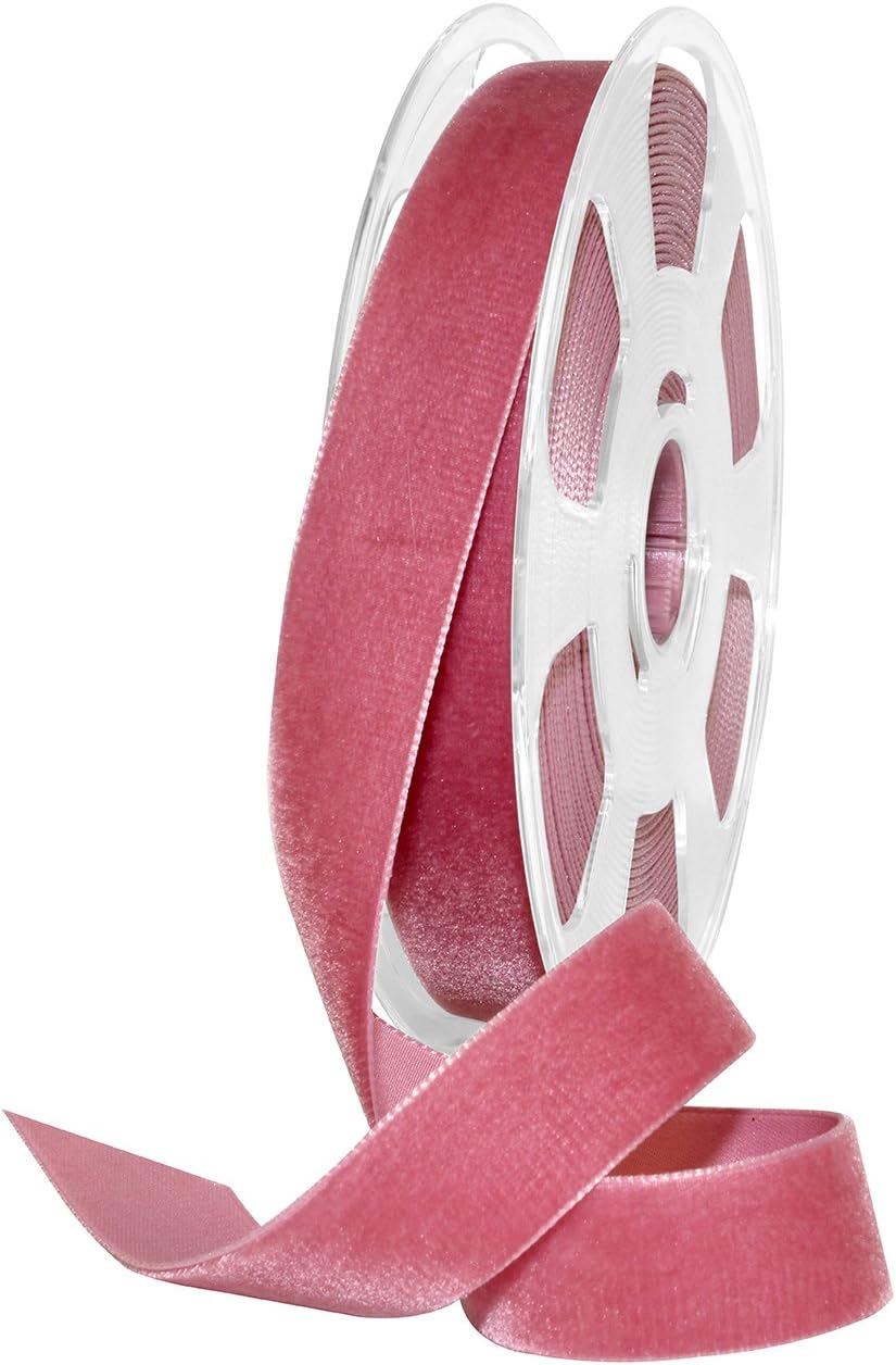 Morex Ribbon, Nylon, 7/8 inch by 11 Yards, Mauve, Item 01225/10-645 Nylvalour Velvet Ribbon, 7/8" x 11 Yd