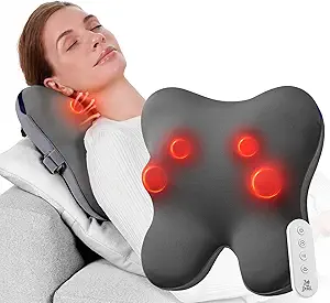 BOB AND BRAD Back Massager with Heat and Remote, EZBack Plus Neck Massager for Pain Relief Deep Tissue, Shiatsu Massage Pillow with 3 Level for Full Body, FSA HSA Eligible Ideal Gifts for Women Men ﻿
