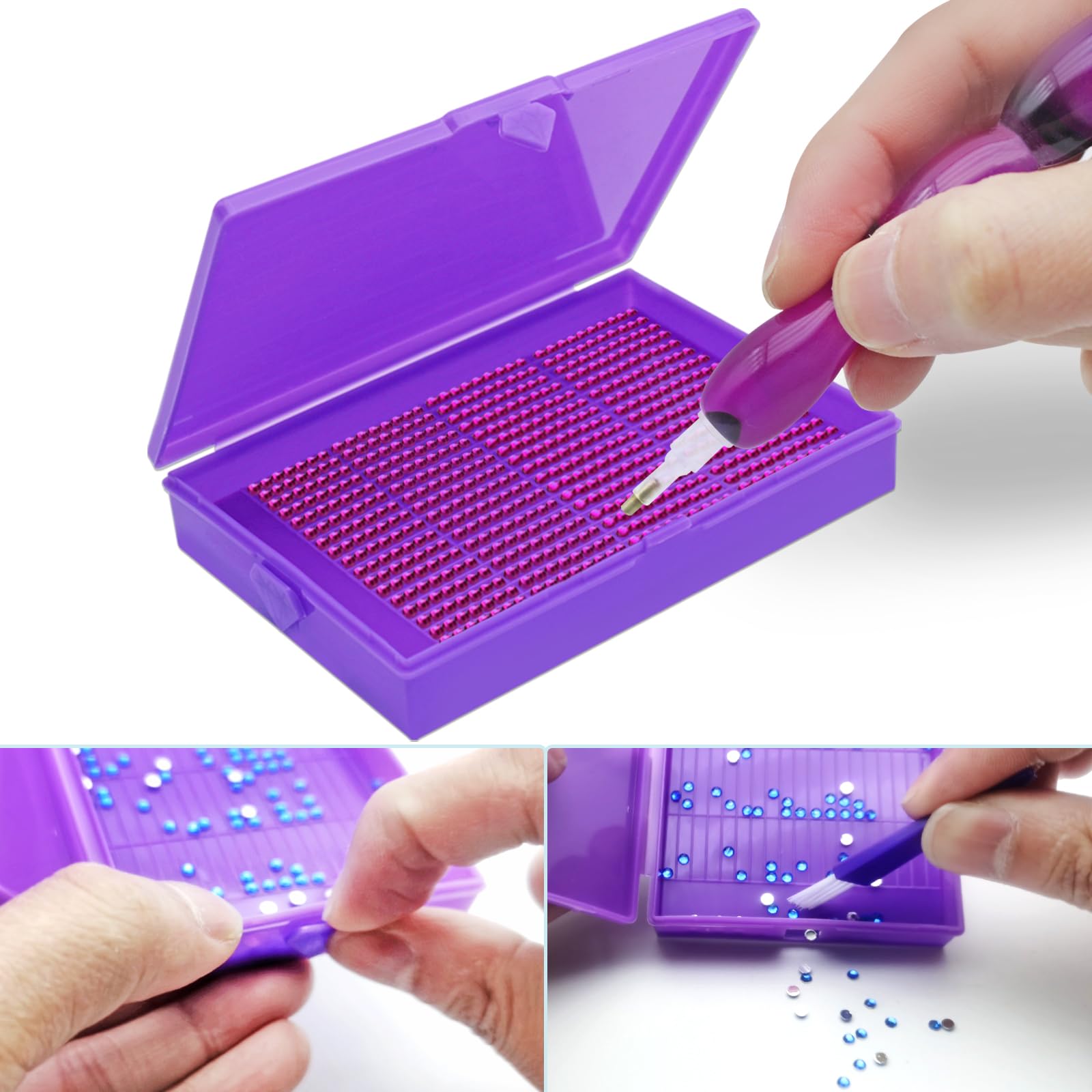 Zefy Organizer Per Diamanti – Scatola Portaoggetti 140 Griglie Con 447 Etichette Colorate, Vassoi E Pennello Per 5D Diamond Painting