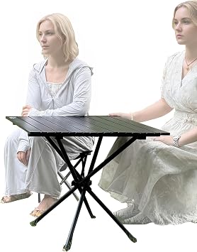HASIKA Folding Camping Table, Heavy-Duty Carbon Steel | 23.6" x 23.6" Carbon Steel Tabletop. Ultralight Side Table Perfect for The Beach, Tailgating, Picnics, and Grilling