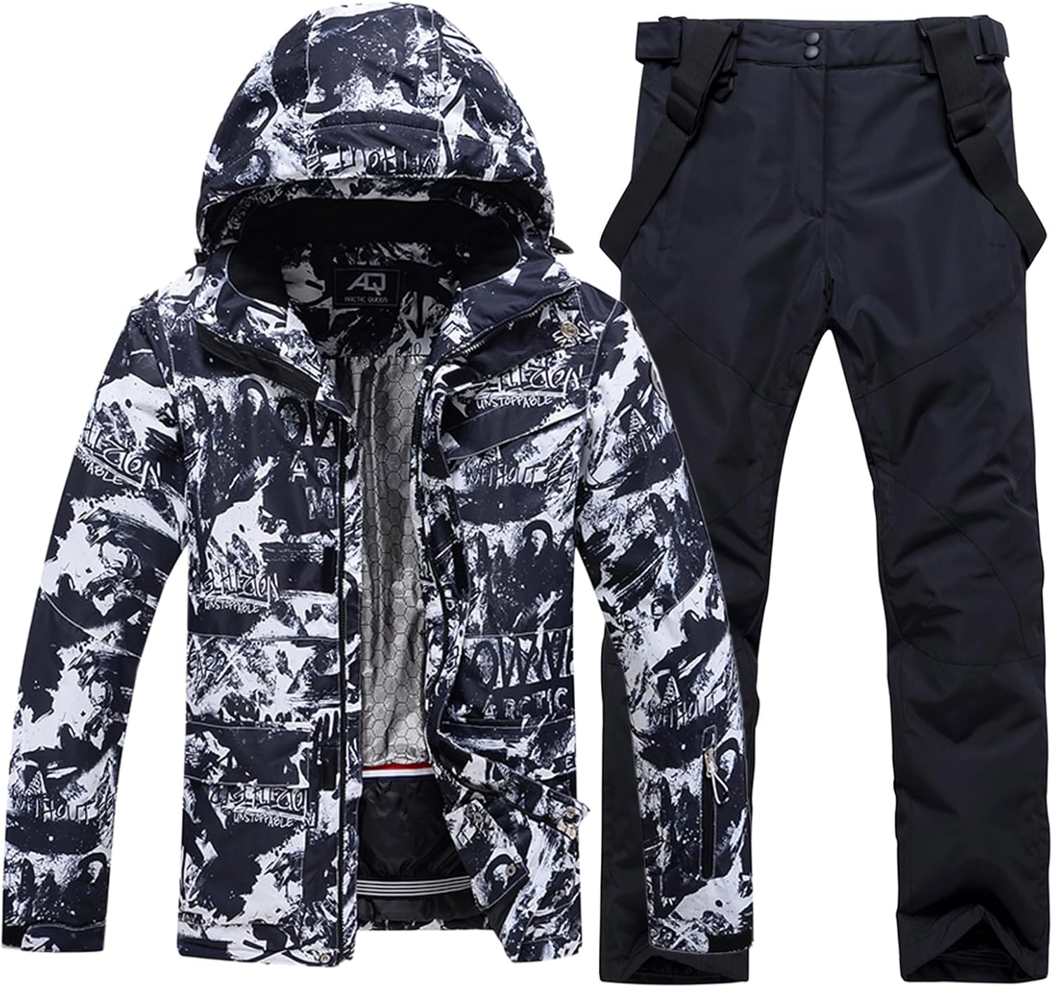 Mens Ski Jacket and Pant Set Waterproof Ski Outfits for Men Snowboarding Jacket Winter Warm Mens Snow Suit