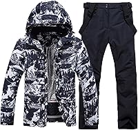 SnowElve Men's Waterproof Ski Jacket & Pants Set - Warm Breathable Snowboarding Suit for Winter Sports